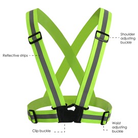 TRIXES Unisex Adjustable High Visibility Vest - Reflective Safety Harness - Fluorescent Green