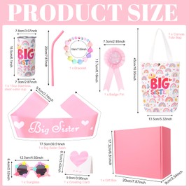 Ovveroche Big Sister Gifts for Girls Includes Stainless Steel CupTumbler Cup Sunglasses Bracelet Bag Card,Big Sister Satin Sash and Badge Pin
