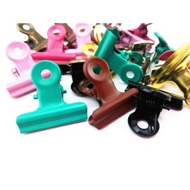 yueton 20pcs Mixed Color Metal Bulldog Clips, Utility Paper Clips, Hinge Clips for Home, Office Use