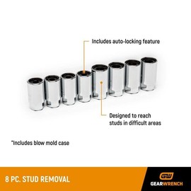 GEARWRENCH 8 Piece Stud Removal Set | SAE & Metric | 41760D