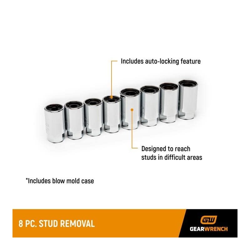 GEARWRENCH 8 Piece Stud Removal Set | SAE & Metric