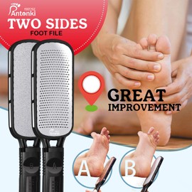 Antonki Callus File Foot File, Double-Sided Callus Rasp Callus Remover for Foot Care, Rasp Files, Professional Pedicure Tool Skin-Friendly Metal Foot File
