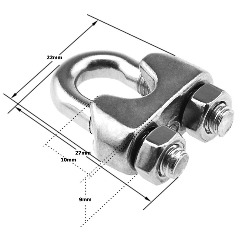 NOTRICKT WRC-04 M5 ワイヤーロープクリップ ステンレス鋼, ワイヤロープの端末加工に用 [10本入]