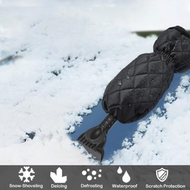 Cveenk Ice Scraper Trolley with Warm Plush Gloves, Non-Slip Handle, Ice Scraper Trolley with Winter Gloves, Professional Snow Removal