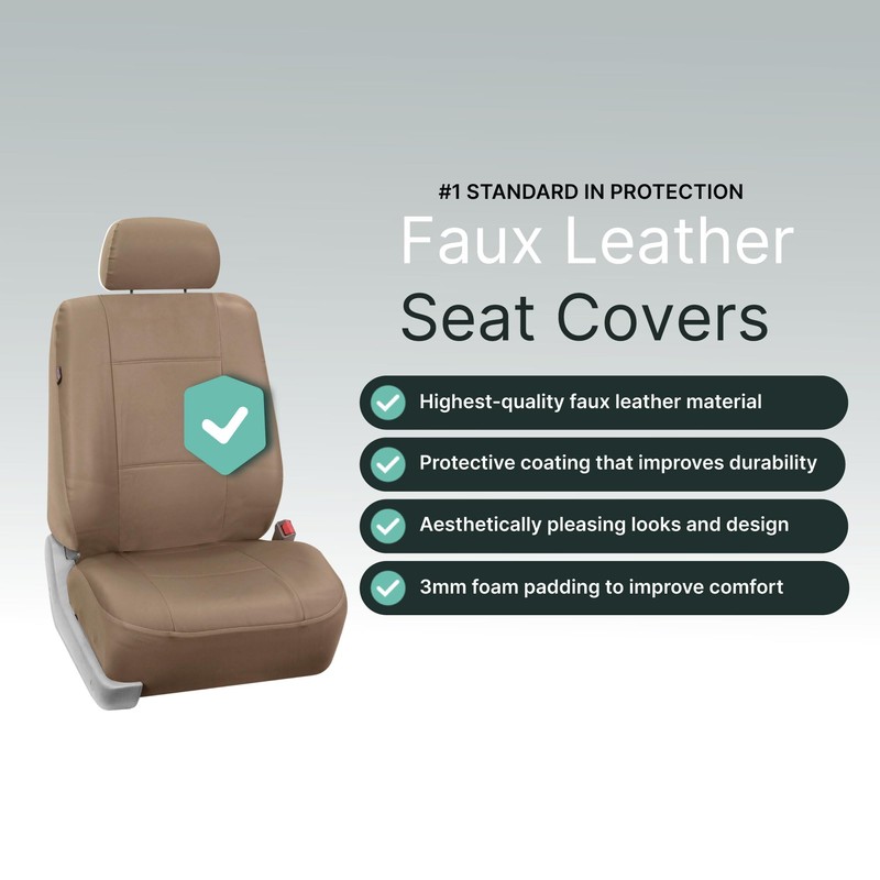 FH Group Front Set Faux Leather Car Seat Covers for