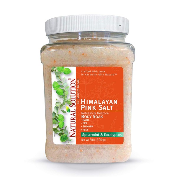 Natural Solution Pink Salt Body Soak With Eucalyptus & Spearmint,Natural Body Soak To Detoxify and Clean Body - 5 lbs