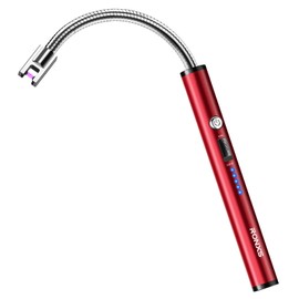 RONXS Candle Lighter, Electric Arc Lighter with LED Battery Display Safety Switch, USB Rechargeable Lighter w/Longer Flexible Neck for Camping Cooking BBQs Fireworks