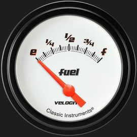 VS209WBLF Velocity White 2 5/8" Fuel Gauge