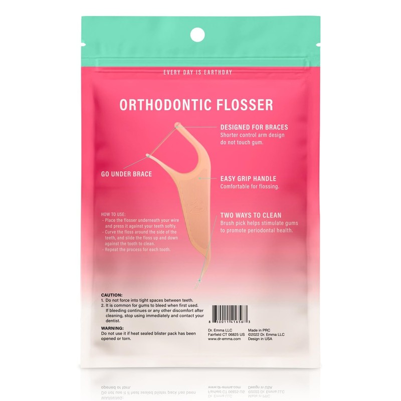 Dr. Emma Orthodontic Flossers for Braces, Ortho Dental Floss Picks,