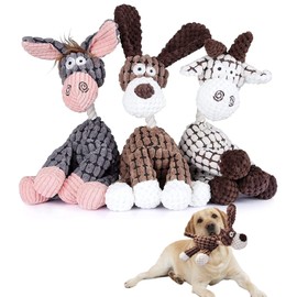 DYD Juguete Peluche para Perro, Juguetes para Perro, Juguete para Cachorro, Juguete Interactivo de Peluche y Cuerda Duradera para Perros Pequeños, Medianos-Burro, Perro y Oveja (3 Pack)