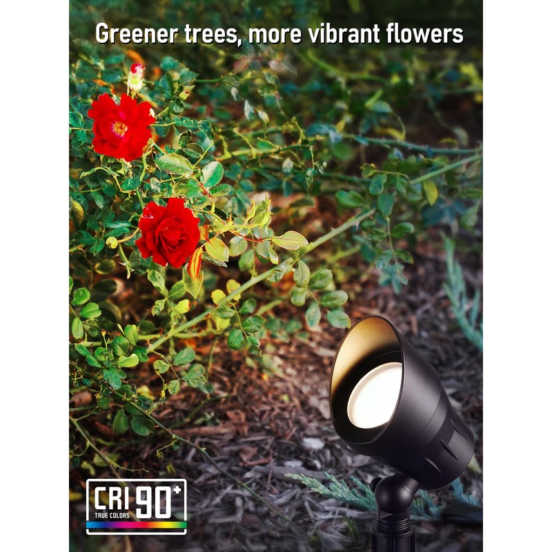 LEONLITE 5CCT Low Voltage LED Landscape Spotlight, Update 1800K2700K3000K4000K5000K Selectable,