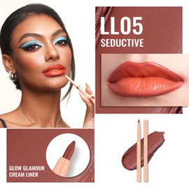 Oulac Matte Brownish Coral Lipliner Pencil Waterproof - Smooth and Smudge-proof Lasts 24H+, Highly Pigmented, Retractable Lip Makeup for Precision Application, Vegan, LL05 Seductive