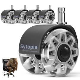Sytopia Office Chair Wheels Replacement-2.5 Inch, Heavy Duty Caster Wheels Set of 5 for Carpet and Hardwood Floors Replace Office Chair Mat Universal Size(11x22 mm) Fits 99%-Grey