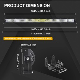 Willpower 42 Inch 540W LED Light Bar 12V 24V Spot Flood Combo Beam Driving Lights IP67 Waterproof Work Fog Lamps for 4X4 Offroad Truck Car SUV ATV Vehicle Boat Lighting