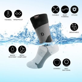 DAKY Waterproof Socks for Men Women - Breathable Golf, Camping, Running, Outdoor Sport Socks - Wudu Compliant (Ultimo Sub Zero, Medium)