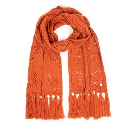 HEYO Ladies Winter Cosy Warm Scarf with Fringe HSD01, orange