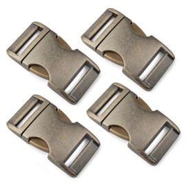 Alumaxx Metal Click Clasp, Set of 4, 3/4 Inch / Clip Fastener / Buckle for Paracord Bracelets, Dog Collars, Backpack, Brass Plated, Colour: Antique Gold Look, antique