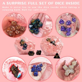 Huge D20 Bath Bombs with Full Surprise Set of Polyhedral Dice Inside, DND Inspired Dragon Blood Bath Bomb 11oz with Gift Box - Perfect for Dungeon Master, Player and Tabletop RPG Nerd