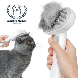 Pet Hair Removal Comb - Cat and Dog Grooming Brush with Shedding Button, Includes Cleaning Brush, Pet Supplies for Grooming and Beauty