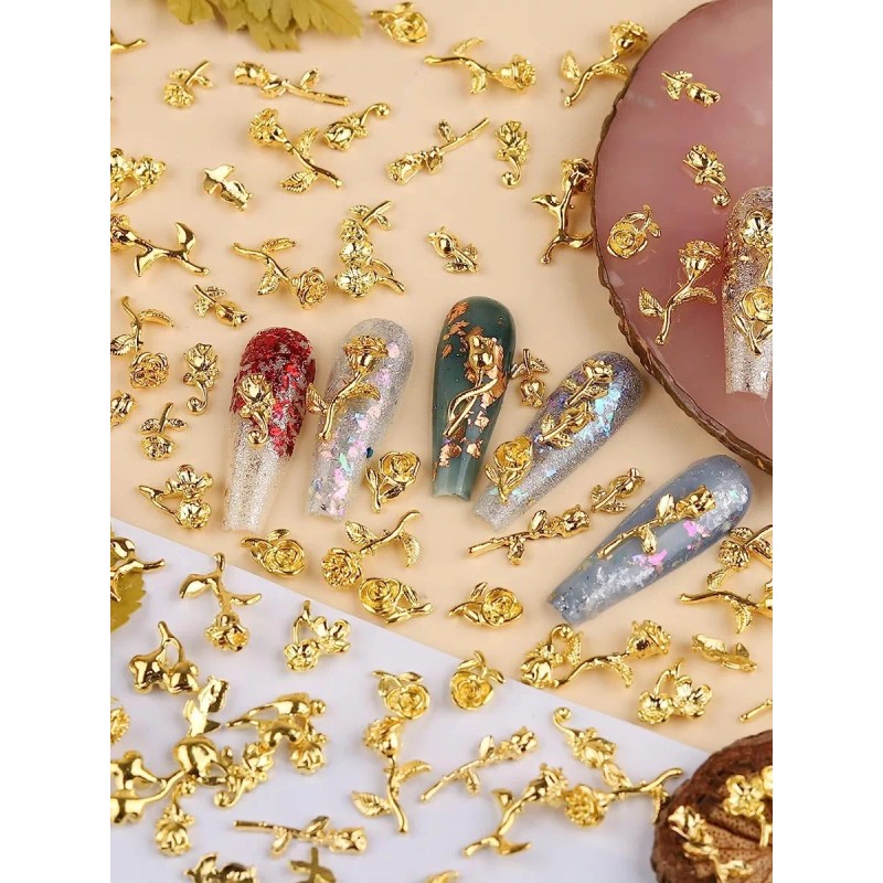 Leelospgt Dijes De Uñas 3d Con Diseño De Rosas Decoración