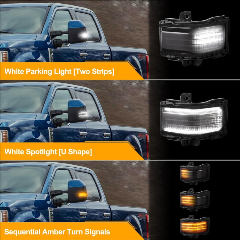 LED Switchback Side Mirror Lights for 2017-2021 Ford F250 F350