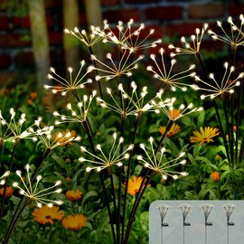 Solar Garden Lights 4 Pack Twinkling Solar Firework Lights with 2 Modes 240LED, Solar Lights Outdoor Waterproof for Outside Yard Pathway Garden Decor, Gardening Gifts for Women Mothers Day, Warm White