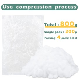 Jmuiiu 800g Polyester Fill, Premium Polyester Fiberfill, Recycled Polyester Fiber, High Resilience Stuffing Fluff Fiberfill for Pillow Filling, Christmas Dolls DIY, and Home Decors Projects