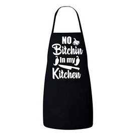 Freedomtees No Bitchin In My Kitchen Funny BBQ Kitchen Apron Cooking Gift for Father's Day Mother's Day - Black New