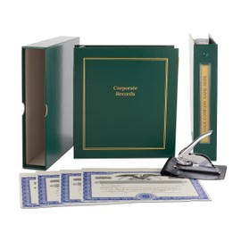 Not for Profit Corporate Kit (Green) - Binder, Slipcase, Stock Certificates, Index Tabs & Metal Corporate Seal