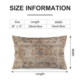 Mamibola Silk Esfahan Persian Carpet Print 28 Throw Pillow Cover 12"x20" Soft Velvet Decorative Throw Pillow Case Cushion Case for Home Decor Living Room Bed Couch Car