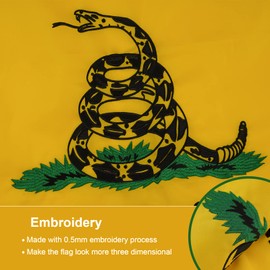 SYII Dont Tread On Me Gadsden Boat Flag 16x24 Inch Made in USA, Embroidery Yellow Coiled Rattle Snake with 2 Brass Grommet, Heavy Duty Nylon Outdoor Banner for All Weather