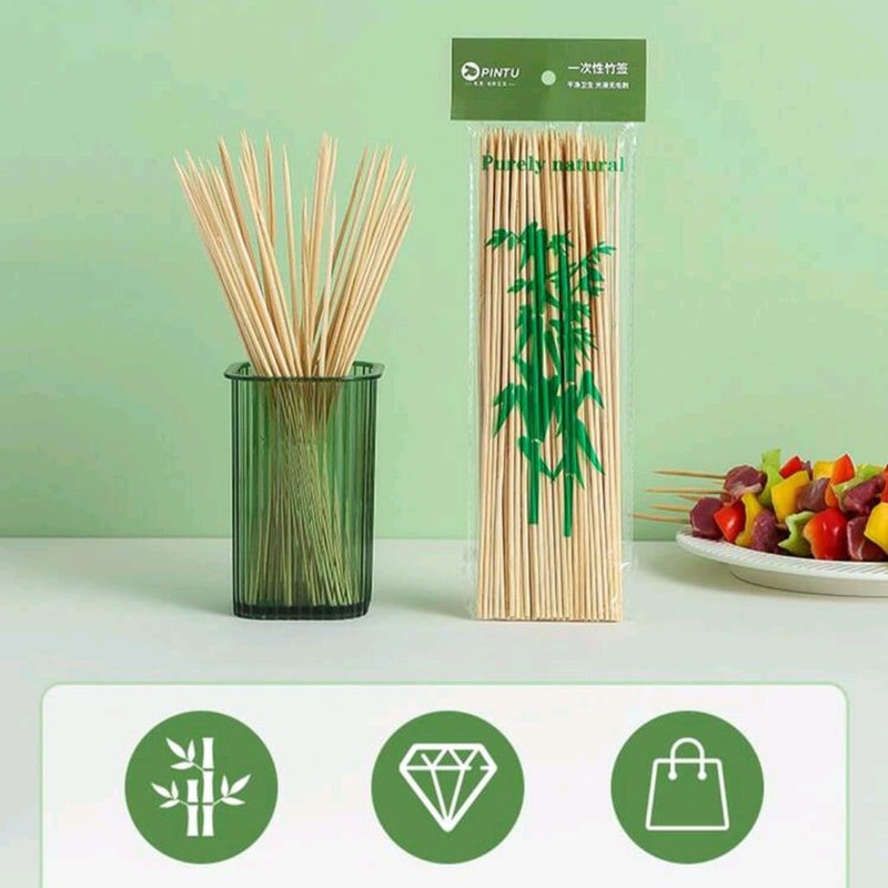 90 Brochetas de bambu, Palillos con punta Palo 30 cm