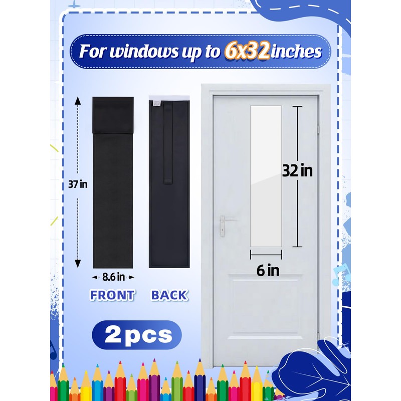 2 pcs Classroom Door Window Blackout Cover - Blocking 100%