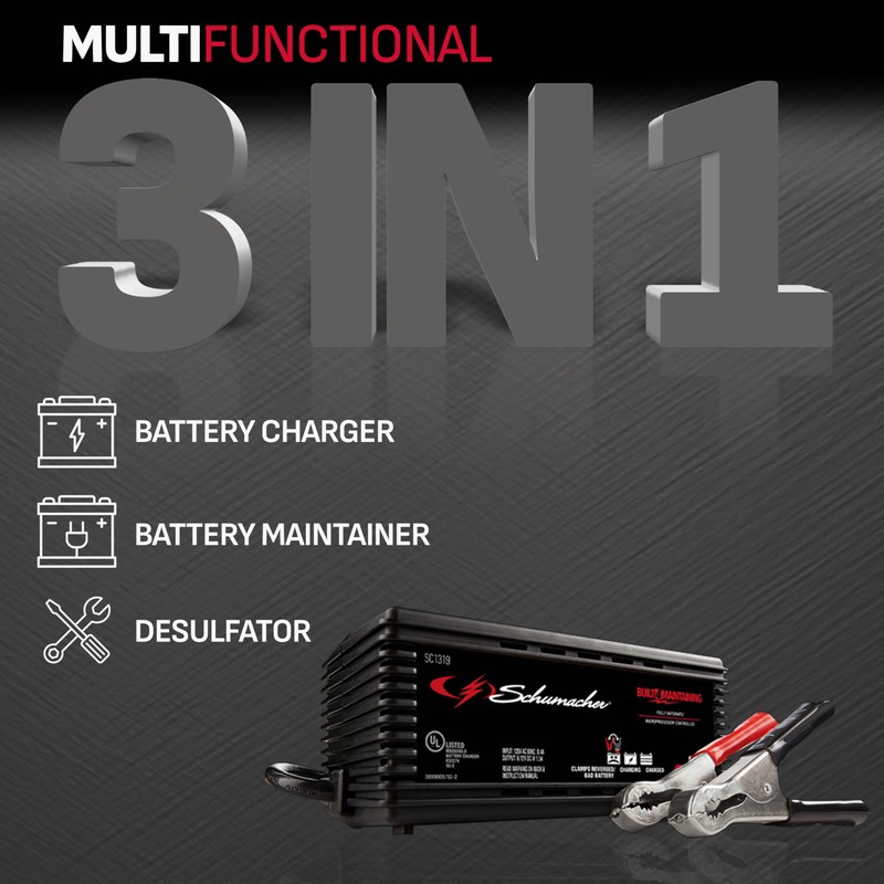 Schumacher Electric Battery Charger and Maintainer, 3-in-1, SC1319 - Fully