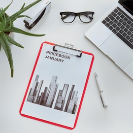 Leitz WOW 39710026 A4 Clipboard, High-Quality Hard Plastic Clipboard, 75 Sheet Capacity, Red