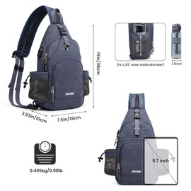 G4Free Canvas Sling Bag Chest Bag Shoulder Bag Men Women for Travel Hiking Running Climbing, navy blue