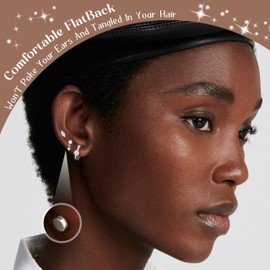 ZELORES Sterling Silver Flat Back Earrings for Women Trendy Small Hoop Huggie Earrings CZ Cartilage Stud Earrings Set White Gold Plated Tragus Helix Earrings Piercing Jewelrys(CZ Stud Hoop)