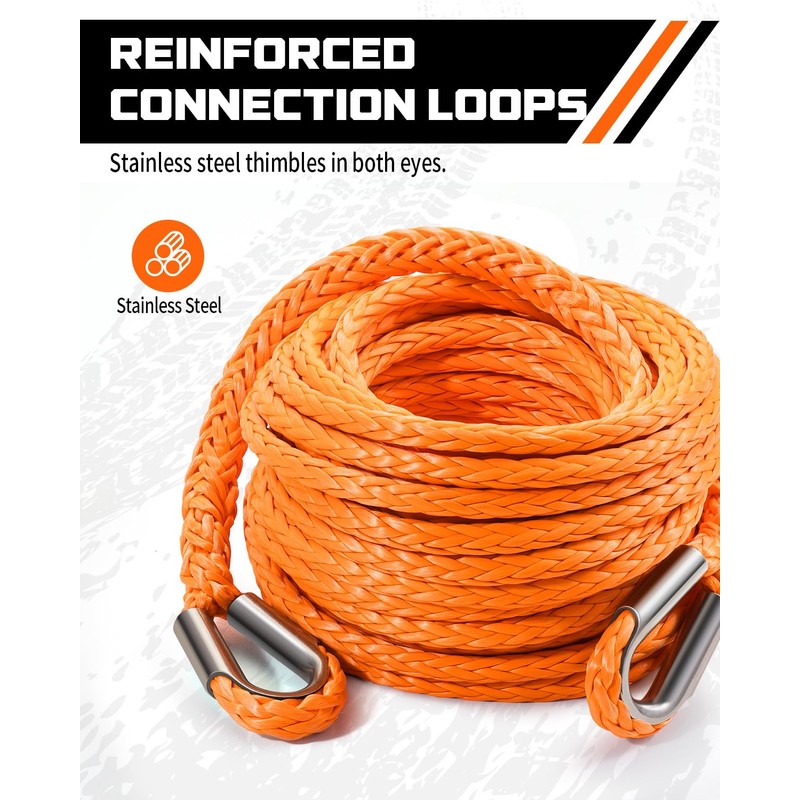 DAYDOOR Winch Rope Extension, 1/4'' x 50ft Synthetic Winch Extension