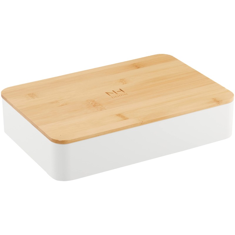 Masawa NH Home 4913001 Shokado Bamboo Lunch Box, Simple, White,