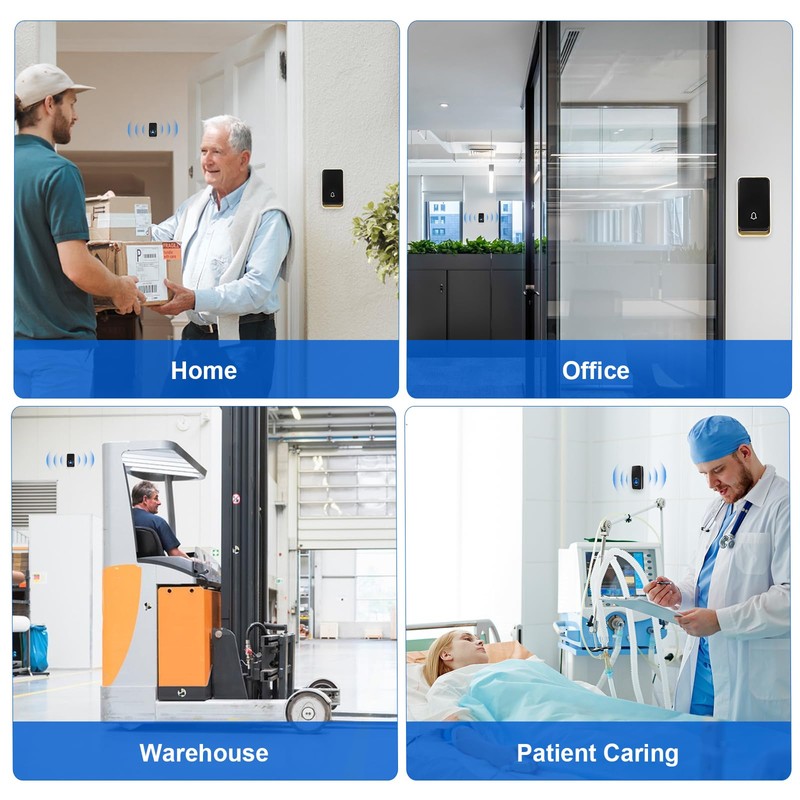 【No Battery Required】Wireless Doorbell Waterproof, AURTEC Door Chime Kit with