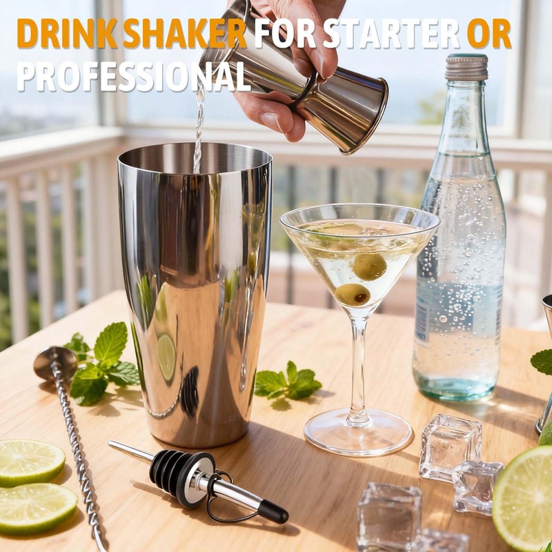 Mwellewm Cocktail Shaker Set, Boston Shakers Bartending Professional Bartender Kit