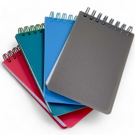 MIJOMA Pocket Notizbuch 4er-Set, Spiral-Notizblock Mini, 40 Blatt Liniert, To Do Listen, Robustes Kunststoff-Cover, 12.5x7.5cm, Ideal für Büro, Schule & Reisen