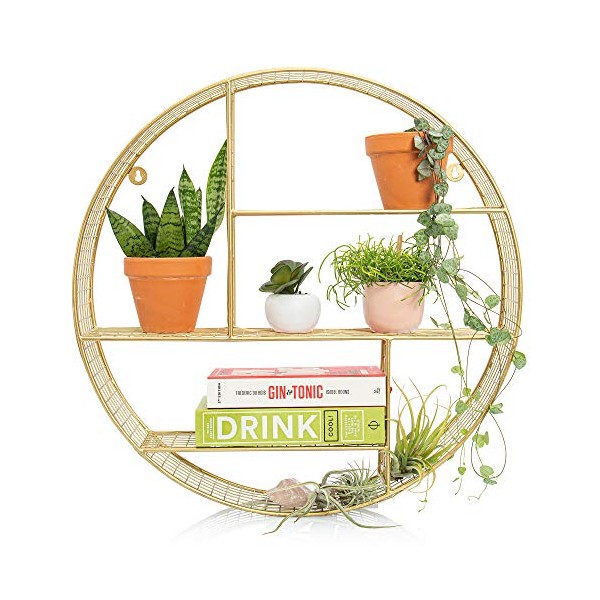 Luxe Gold Round Circular Floating Shelves, Large Decorative Bathroom, Living