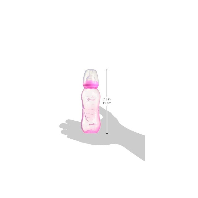 Evenflo Advanced Biberón Anticólicos, Cuello Estándar, Rosa, Silicón Libre de
