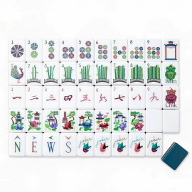 Luxury Custom Blue Singapore Mahjong Thick 4-Layer Acrylic Portable Home Table Game Full Set