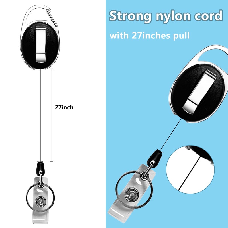 Diateklity 20 Pack Retractable Badge Holder with Carabiner Reel Clip,