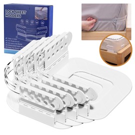ayido Bed Lock Sheet Holders - 4Pcs Upgraded Sheet Holders w/Anti-Bend Lock Strip: Non-Break | Bed Sheet Holder & Sheet Clips, Keeps Sheets Tight, Sheet Holders & Clips for All Mattresses (White)
