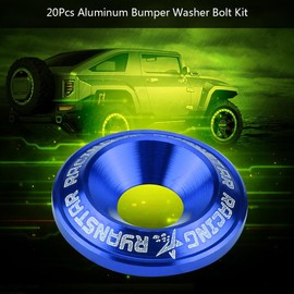 Keenso Car Bumper Washer Screws Kit, 20 Sets Universal Car CNC Billet Aluminium Anodised Washers and Screws for Mudguards, Bumpers, Headlights, Boot (Blue)