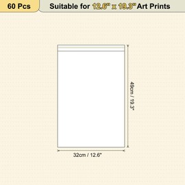 sourcing map 19.3"x 12.6" Acid-Free Picture Sleeve, 60 Pack Crystal Clear Photo Sleeves Storage Bags Transparent Sealing Bag for 12.6"x 18.1" Art Prints, Pictures, Photos, Frame Mats Mattes