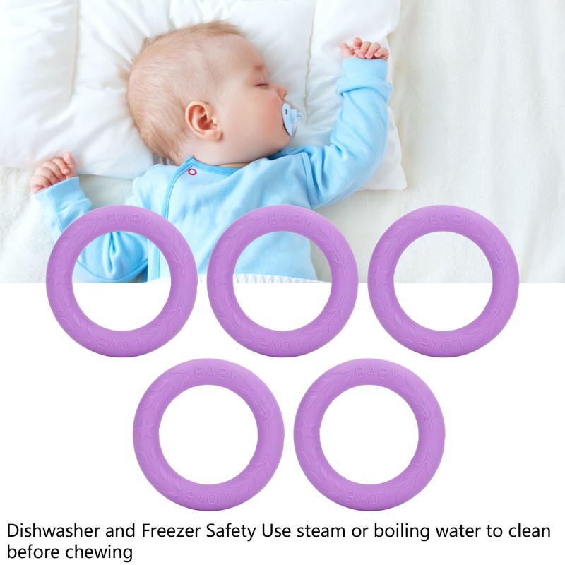 5pcs Baby Soft Silicone Teething Ring Toy Infant Safe Elastic